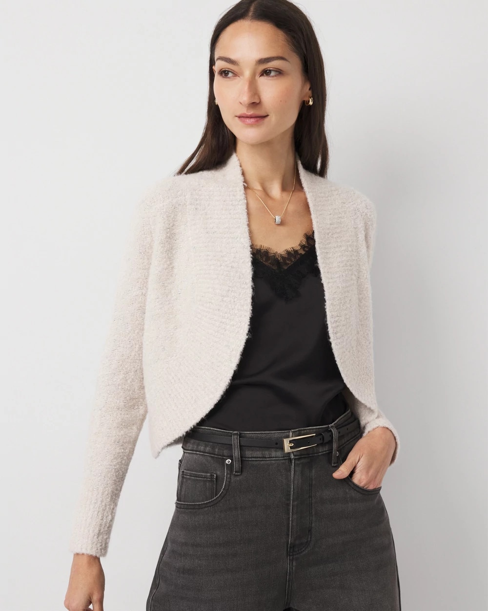Metallic Bouclé Cocoon Sweater | White House Black Market